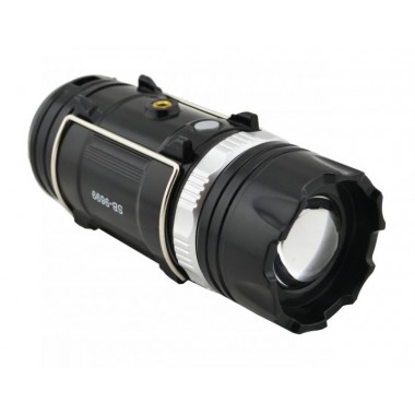 Фонарь светодиодный ручной и лампа для кемпинга 2 в 1 SB 9699 Black 8 LED+3W аккумуляторный на солнечной батарее с оптическим зумом и USB + power bank для телефона