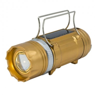 Фонарь светодиодный ручной и лампа для кемпинга 2 в 1 SB 9699 Gold 8 LED+3W аккумуляторный на солнечной батарее с оптическим зумом и USB + power bank для телефона