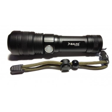 Ручной аккумуляторный светодиодный фонарь Police X-Balog BL-1827-P90 переносной с USB зарядкой оптическим зумом и металлическим корпусом + ремешок на руку