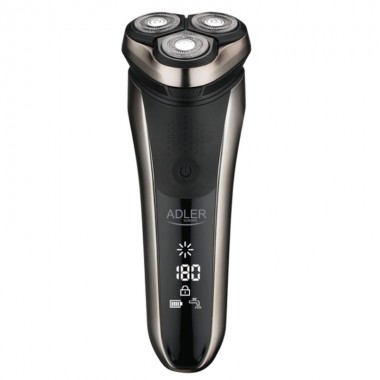 Электробритва для мужчин роторная Adler AD 2933 аккумуляторная 30 Вт с USB Type-C сухое и влажное бритье IPX7 плавающие головки LCD дисплей + откидной триммер 
