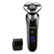 Электробритва для мужчин роторная Silver Crest SRR 3.7 C4 аккумуляторная 700 мАч сухое и влажное бритье LED дисплей плавающие головки влагозащита + триммер с насадкой
