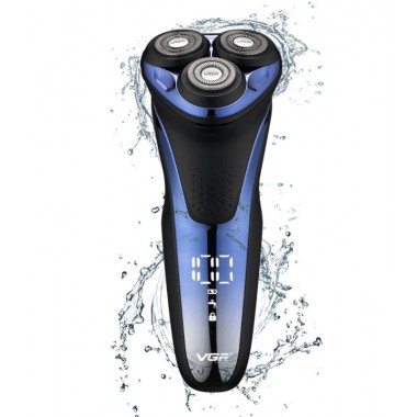 Электробритва для мужчин роторная VGR V-306 Pro аккумуляторная 5 Вт сухое и влажное бритье LED дисплей плавающие головки влагозащита IPX7 + выдвижной триммер