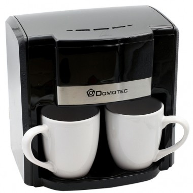 Кофемашина для дома Domotec MS-0708 Black Pro 500 Вт капельная кофеварка для кофе и чая на 2 порции с многоразовым фильтром + 2 чашки (45111 I)