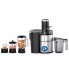 Соковыжималка центробежная 4 в 1 Royalty Line RL-PJ19003 Silver домашняя электрическая на 1 кВт с блендером чоппером-измельчителем и кофемолкой