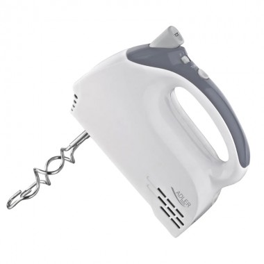Миксер ручной для дома Adler AD 4201 Grey кухонный электрический на 300 Вт 5 скоростей с турборежимом крюки для теста и венчики для взбивания