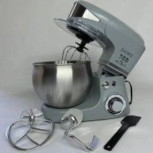 Планетарный стационарный миксер тестомес Royalty Line RL PKM 1600 Вт Silver электрический домашний с чашей из нержавейки на 6 л насадка для теста венчик для взбивания