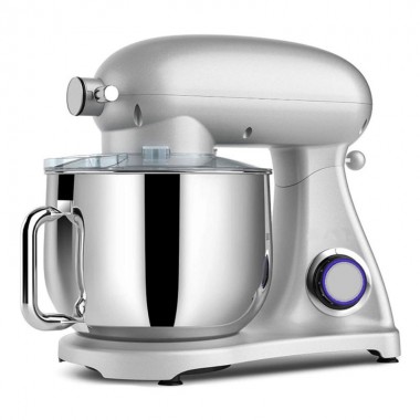 Планетарный кухонный миксер тестомес COOKDEYI SM 1522NM Silver домашний электрический на 1,8 кВт с чашей из нержавейки на 8 л венчик и 2 насадки для теста