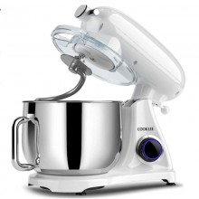 Планетарний кухонний міксер тістоміс COOKDEYI SM 1522NM White домашній електричний на 1,8 кВт з чашею з нержавіючої сталі на 8 л віночок і 2 насадки для тіста