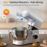 Планетарный кухонный миксер тестомес KICHOT SM-1570N White домашний электрический на 800 Вт с чашей из нержавейки на 8,5 л венчик и 2 насадки для теста