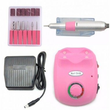 Професійний апарат для манікюру та педикюру Фрезер Glazing Machine Nail Master 208 Pink 35000 об/хв 30 ВТ, педаль ножна, 6 насадок (46159 IM)