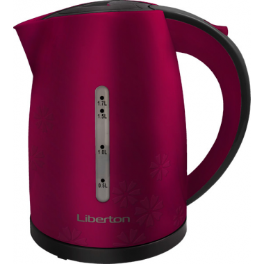 Чайник электрический с подсветкой Liberton LEK-1799 Kettle Малиновый 2200 Вт дисковый 1,7 л съемный фильтр от накипи автоотключение (LEK-1799 Y)