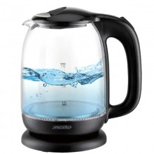 Чайник электрический стеклянный Mesko MS 1302 Black дисковый с подсветкой автоотключением и фильтром от накипи мощность 2200 Вт объем 1,7 л