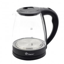 Чайник электрический стеклянный Domotec MS-8210 Black с подсветкой мощность 2200 Вт автоотключение объем 2,2 л (45100 I)