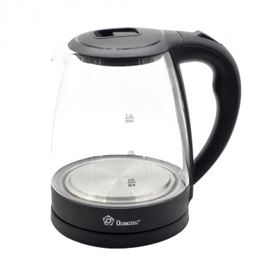 Чайник электрический стеклянный Domotec MS-8210 Black с подсветкой мощность 2200 Вт автоотключение объем 2,2 л (45100 I)