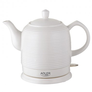 Чайник электрический керамический ADLER AD 1280 White мощность 1500 Вт дисковый с автоотключением и защитой от включения без воды 1,2 л 