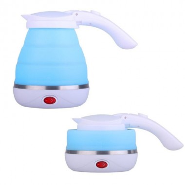Электрический дорожный чайник SmartTech Foldable Kettle складной силиконовый на 0,6 л дисковый с автоотключением индикатором питания и уровня воды Синий (49081)