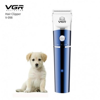Профессиональная машинка для стрижки животных VGR V-098 Pro аккумуляторная для груминга собак и кошек тихая с индикатором 2 скорости 4 насадки (48783)
