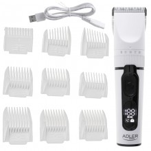 Машинка для стрижки волос Adler AD 2839 White беспроводная аккумуляторная с LCD дисплеем титановый и керамический ножи 9 насадок USB зарядка