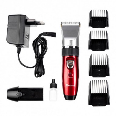 Машинка для стрижки волос Geemy GM 550 Professional Red 3 Вт беспроводная с титановым и керамическим ножами 4 насадки + запасной аккумулятор