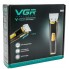 Машинка для стрижки волос мужская VGR V-022 Professional беспроводная аккумуляторная 10 Вт зарядка от USB стальные ножи регулятор и 3 съемные насадки