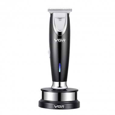 Машинка для стрижки волосся VGR V-006 Professional Black акумуляторна 600 мАг 4 насадки + підставка для зберігання та заряджання (V-006 DK)