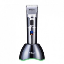 Машинка для стрижки волос VGR V-002 Professional аккумуляторная 12 Вт керамический нож Led-дисплей + 4 насадки и подставка (V-002 DK)