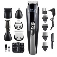 Набор для стрижки волос 11 в 1 Kemei KM-600 Super Kit Black 5 Вт аккумуляторная машинка бритва и триммер + подставка (46691 I-D)