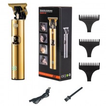 Окантовочная машинка для стрижки волос и бороды HC-228 Professional Hair Clipper аккумуляторная 5 Вт с LED дисплеем и USB зарядкой 3 насадки Золотой Окантовочная машинка для стрижки волос и бороды HC-228 Professional Hair Clipper аккумуляторная 5 Вт с LED дисплеем и USB зарядкой 3 насадки Золотой