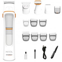 Триммер для стрижки бороды головы и тела Mirta SpeedPRO12 HT-5220-W беспроводная машинка на 5 Вт c USB зарядкой 12 насадок стальные ножи Белый Триммер для стрижки бороды головы и тела Mirta SpeedPRO12 HT-5220-W беспроводная машинка на 5 Вт c USB зарядкой 12 насадок стальные ножи Белый