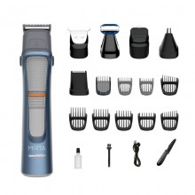 Триммер для стрижки бороды для носа и тела Mirta SpeedPRO15 HT-5221-В беспроводная машинка на 5 Вт c USB зарядкой 15 насадок стальные ножи Синий Триммер для стрижки бороды для носа и тела Mirta SpeedPRO15 HT-5221-В беспроводная машинка на 5 Вт c USB зарядкой 15 насадок стальные ножи Синий