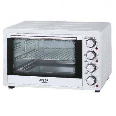 Духовка электрическая настольная ADLER AD 6001 White 35 л домашняя печь для кухни с конвекцией на 1,5 кВт для выпечки пиццы и мяса размеры 51,5х33х39 см