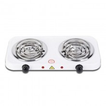 Электрическая настольная плита Hot Plate JX-2020B 2000 Вт переносная спиральная варочная панель на 2 конфорки диаметром 15,5 см с терморегуляторами Белая