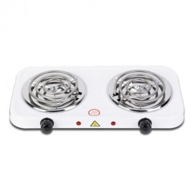 Электрическая настольная плита Hot Plate JX-2020B 2000 Вт переносная спиральная варочная панель на 2 конфорки диаметром 15,5 см с терморегуляторами Белая