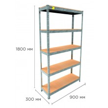 Стеллаж металлический полочный MRL-1800 (900x300) Оцинкованный разборно сборный с 5 деревянными полками на балкон для дома офиса или квартиры с нагрузкой 500 кг Стеллаж металлический полочный MRL-1800 (900x300) Оцинкованный разборно сборный с 5 деревянными полками на балкон для дома офиса или квартиры с нагрузкой 500 кг