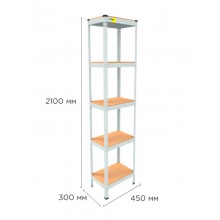 Стеллаж металлический полочный MRL-2100 (450x300) Белый разборно сборный с 5 деревянными полками на балкон для дома офиса или квартиры с нагрузкой 500 кг Стеллаж металлический полочный MRL-2100 (450x300) Белый разборно сборный с 5 деревянными полками на балкон для дома офиса или квартиры с нагрузкой 500 кг