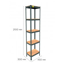 Стеллаж металлический полочный MRL-2100 (450x300) Черный разборно сборный с 5 деревянными полками на балкон для дома офиса или квартиры с нагрузкой 500 кг Стеллаж металлический полочный MRL-2100 (450x300) Черный разборно сборный с 5 деревянными полками на балкон для дома офиса или квартиры с нагрузкой 500 кг
