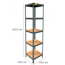 Стеллаж металлический полочный MRL-2100 (450x450) Черный разборно сборный с 5 деревянными полками на балкон для дома офиса или квартиры с нагрузкой 500 кг Стеллаж металлический полочный MRL-2100 (450x450) Черный разборно сборный с 5 деревянными полками на балкон для дома офиса или квартиры с нагрузкой 500 кг