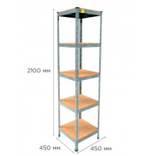 Стеллаж металлический полочный MRL-2100 (450x450) Оцинкованный разборно сборный с 5 деревянными полками на балкон для дома офиса или квартиры с нагрузкой 500 кг Стеллаж металлический полочный MRL-2100 (450x450) Оцинкованный разборно сборный с 5 деревянными полками на балкон для дома офиса или квартиры с нагрузкой 500 кг