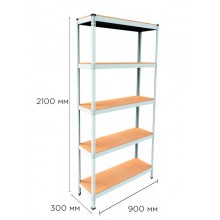 Стеллаж металлический полочный MRL-2100 (900x300) Белый разборно сборный с 5 деревянными полками на балкон для дома офиса или квартиры с нагрузкой 500 кг Стеллаж металлический полочный MRL-2100 (900x300) Белый разборно сборный с 5 деревянными полками на балкон для дома офиса или квартиры с нагрузкой 500 кг