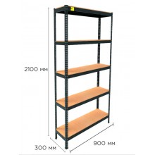 Стеллаж металлический полочный MRL-2100 (900x300) Черный разборно сборный с 5 деревянными полками на балкон для дома офиса или квартиры с нагрузкой 500 кг Стеллаж металлический полочный MRL-2100 (900x300) Черный разборно сборный с 5 деревянными полками на балкон для дома офиса или квартиры с нагрузкой 500 кг