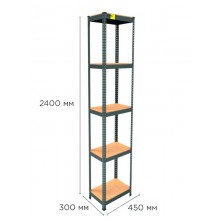 Стеллаж металлический полочный MRL-2400 (450x300) Черный разборно сборный с 5 деревянными полками на балкон для дома офиса или квартиры с нагрузкой 500 кг Стеллаж металлический полочный MRL-2400 (450x300) Черный разборно сборный с 5 деревянными полками на балкон для дома офиса или квартиры с нагрузкой 500 кг