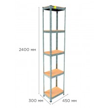 Стеллаж металлический полочный MRL-2400 (450x300) Оцинкованный разборно сборный с 5 деревянными полками на балкон для дома офиса или квартиры с нагрузкой 500 кг Стеллаж металлический полочный MRL-2400 (450x300) Оцинкованный разборно сборный с 5 деревянными полками на балкон для дома офиса или квартиры с нагрузкой 500 кг
