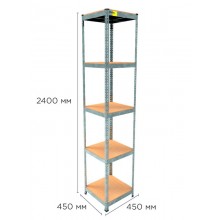 Стеллаж металлический полочный MRL-2400 (450x450) Оцинкованный разборно сборный с 5 деревянными полками на балкон для дома офиса или квартиры с нагрузкой 500 кг Стеллаж металлический полочный MRL-2400 (450x450) Оцинкованный разборно сборный с 5 деревянными полками на балкон для дома офиса или квартиры с нагрузкой 500 кг