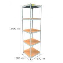 Стеллаж металлический полочный MRL-2400 (600x600) Белый разборно сборный с 5 деревянными полками на балкон для дома офиса или квартиры с нагрузкой 500 кг Стеллаж металлический полочный MRL-2400 (600x600) Белый разборно сборный с 5 деревянными полками на балкон для дома офиса или квартиры с нагрузкой 500 кг
