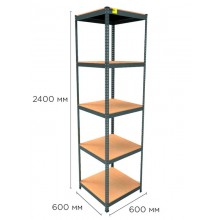 Стеллаж металлический полочный MRL-2400 (600x600) Черный разборно сборный с 5 деревянными полками на балкон для дома офиса или квартиры с нагрузкой 500 кг Стеллаж металлический полочный MRL-2400 (600x600) Черный разборно сборный с 5 деревянными полками на балкон для дома офиса или квартиры с нагрузкой 500 кг