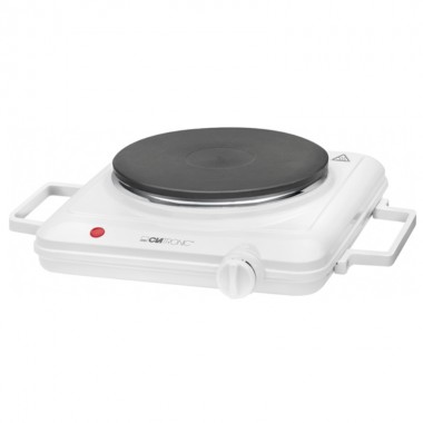 Електрична настільна плита Clatronic EKP 3582 White 1500 Вт переносна варильна панель на 1 конфорку з терморегулятором та ручками