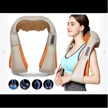 Массажер для шеи и плеч электрический роликовый Massager of Neck Kneading 50 Вт с ИК-прогревом и таймером питание от сети 220 + адаптер от прикуривателя (47267)
