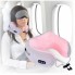 Массажная подушка для шеи U-shaped Massage Pillow портативный электрический массажер с вибрацией и разминанием Серая с розовым (48221)