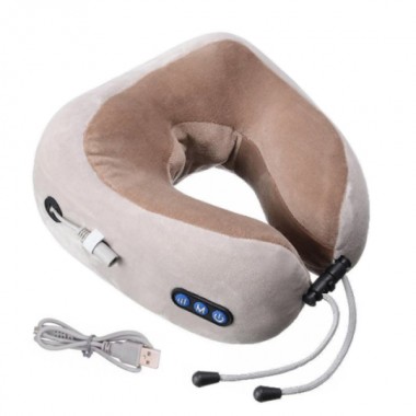 Электрический массажер для шеи U-shaped Massage Pillow массажная подушка для шеи с вибрацией и разминанием (48180)