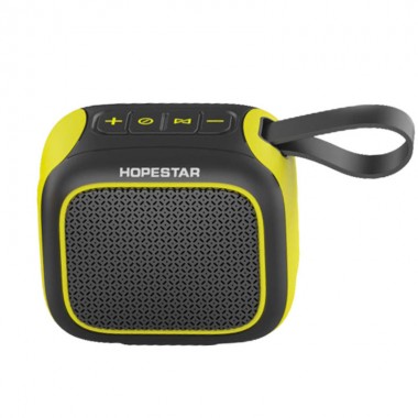Портативная беспроводная блютуз колонка Hopestar A22 Mini 3 W с флешкой AUX портом FM радио и поддержкой TF Bluetooth 2.1 Чёрная с желтым
